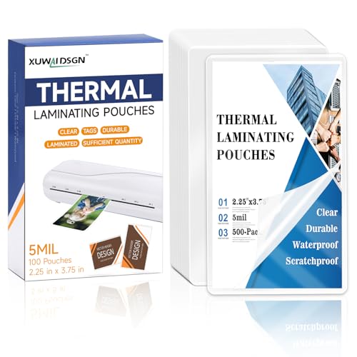 Image of 500 Pack 5mil 2.3x3.7in Thermal Laminating Pouches Badge Laminate Pouches Clear Laminated Luggage Tags Printable Laminator Pouches for Business Permits Cards Hold 2x3.5 in Business Card