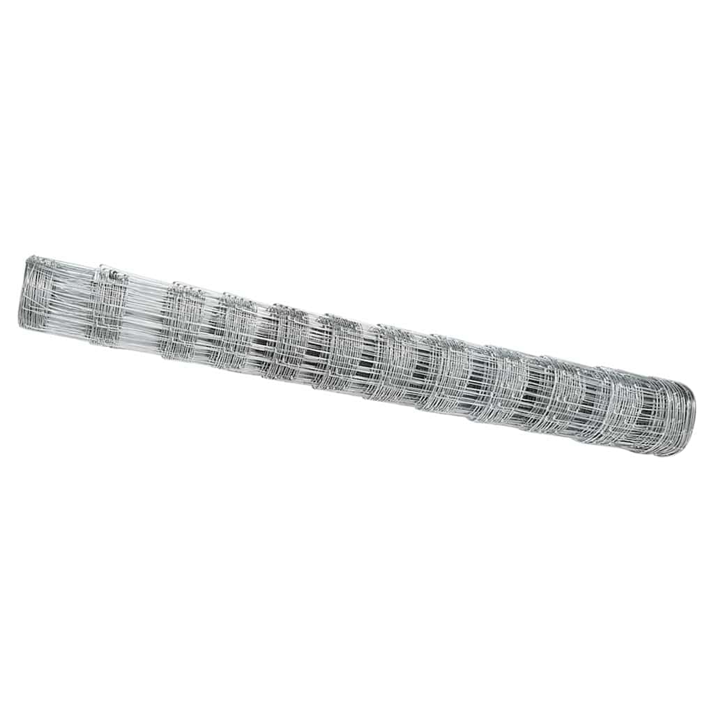 Galvanised Steel Field Fence 25 x 1.2 m Silver Outdoor Roll for Garden or Livestock Perimeter Durable Rectangular Design Long Lasting Weather Resistant Barrier