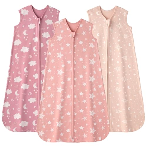 FIEMOL Gigoteuse été 18-24 Mois 0.5 Tog, Turbulette Coton pour Nouveau-né et Nourrisson, Pack de 3 Sac de Couchage bébé Léger Fermeture éclair 89-101 cm...