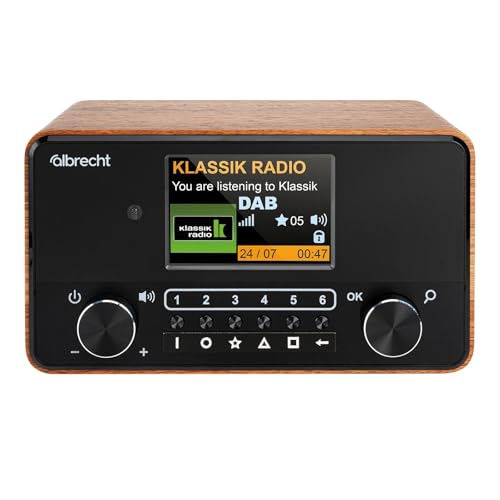 Albrecht DR 866 Radio da tavolo DAB+, FM AUX, Bluetooth, DAB+, FM tasti tattili, parlante, Funzione allarme Noce