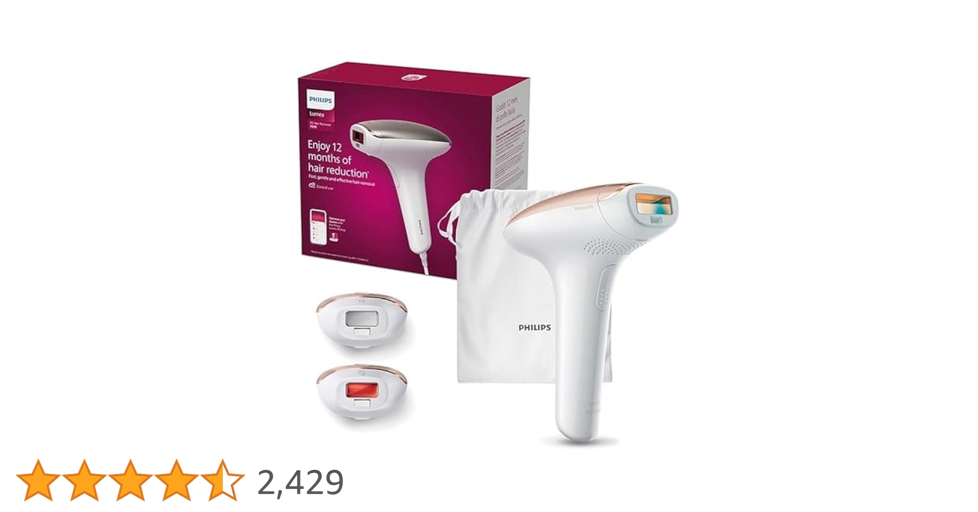 Philips Lumea 7000 Series Pulsed Light Hair Remover, 3 Tips
