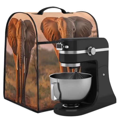 Coffee Maker Cover Africa Elephant Animal Kitchen Appliance Covers Small Appliance Covers Blender Cover Juicer Cover Dust Covers for Kitchen Appliances with Top Handle and Pockets,Washable,B552