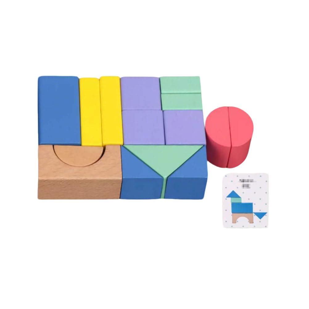 ttnmrc Montessori Pastel Wooden Rainbow Building Blocks