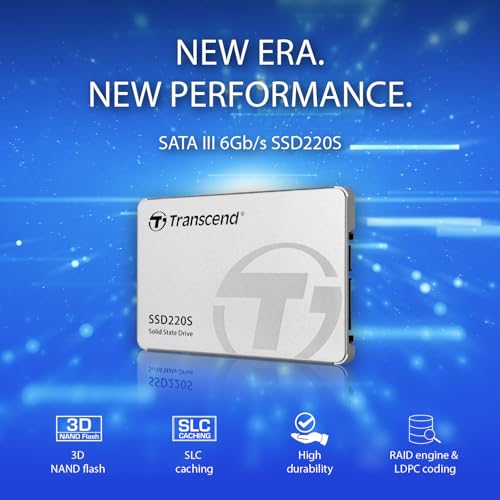Image of Transcend SSD220 120GB 2.5 inch SATA III 6Gb /s SSD, Up to 500MB /s, Compatible with PS4 /Laptops /Desktops /PCs /Notebooks Upgrade, Internal Solid State Drive with SLC Cache /3D TLC NAND /RAID Engine /LDPC Coding
