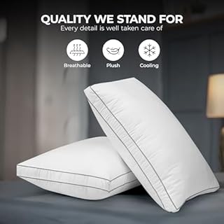 Utopia Bedding Bed Pillows for Sleeping King Size (Grey Hem), Set of 2, Cooling Hotel Quality, Gusseted Pillow for Back, Stomach or Side Sleepers