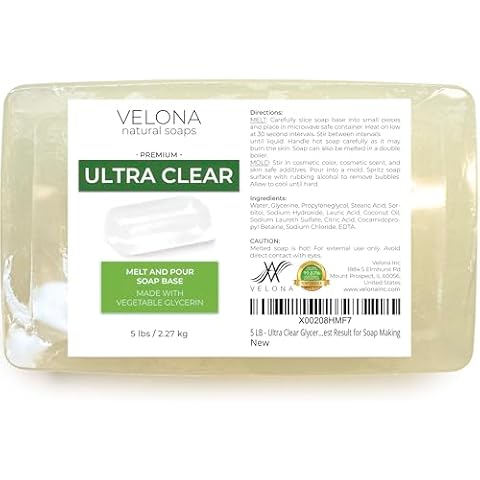 velona 5 LB - Ultra Clear Glycerin Soap Base Melt and Pour | Transparent Natural Bar for The Best Result for Soap Making Cover