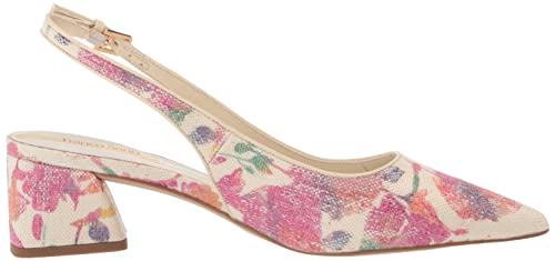 Franco Sarto Women's Racer Slingback Pump, White Multi Floral Raffia, 9.5 #TOP5