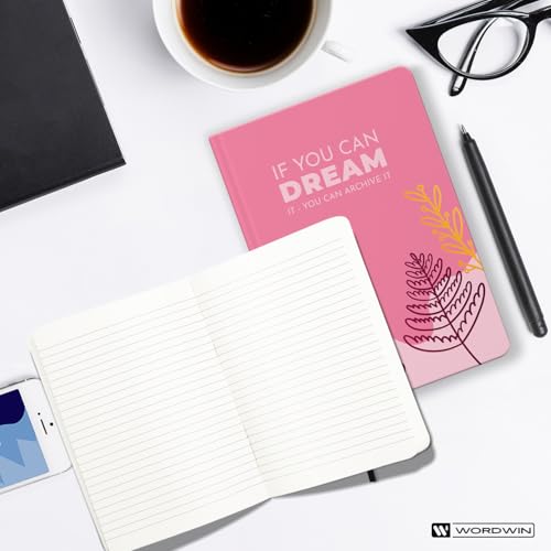 Image of Hard Bound Notebook Diary with Ribbon Bookmark | Make it Happen Printed Journal Diary For Girls & Women | 80 GSM Natural Shade Paper | A5 Size Undated 192 Ruled Pages