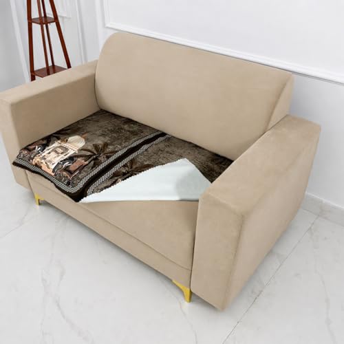Image of Homerz Premium 'Luxe Series' Sofa Cover | Holland Velvet Fabric | Smooth Finish | Anti-Slip Fleece Backing Couch Protector (Maharaja, 2 Seater, Only Seat Cover)