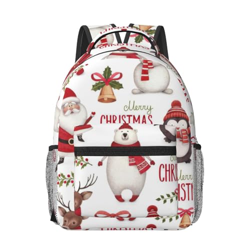 Sac à dos ordinateur portable noir imprimé de Noël grand sac de voyage et travail universitaire