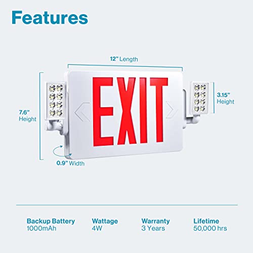Sunco Lighting 12 Pack Led Exit Signs With Emergency Lights, Double Sided Adjustable Led Emergency Combo Light With Backup Battery, Hard Wired, Commercial Grade, 120-277V, Fire Resistant (Ul 94V-0) #TOP1