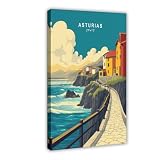 Póster artístico de viaje de Asturias España, lienzo para decoración de dormitorio, paisaje, oficina, habitación, regalo, 20 x 30 cm