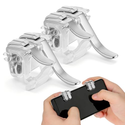 Image of Ciieeo Phone Triggers for Gaming Mobile Game Controller Pair Silver Game Trigger Handle Accessories Lightweight Gaming Controller for Precise Controls Compatible with Multiple Phone Models