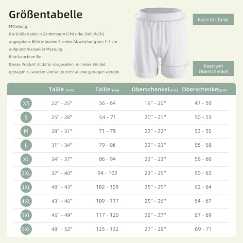 Carer 2 Stück Inkontinenz-Auslaufsichere Unterwäsche Boxershorts für Erwachsene Plastik-Windelhülle Waschbare Wiederverwendbare Wasserdichte InkontinenzUnterwäsche Boxershorts Unisex Weiß Größe L