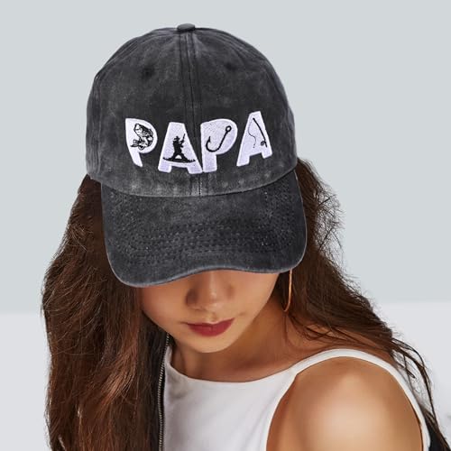 Image of Embroidered Baseball Cap for Women Men Vintage Adjustable Washed Distressed Denim Baseball Hat