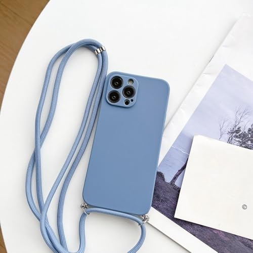 Étui silicone cordon iPhone 15 Pro Max coque lanière Apple antichoc gris