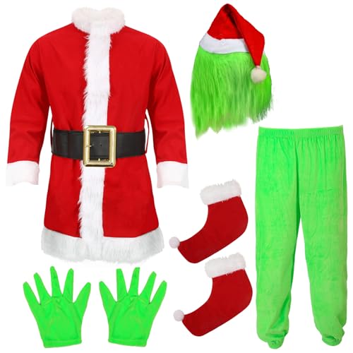 Disfraz verde de monstruo gigante navideño para niños