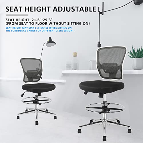 Drafting Chair Adjustable Height Tall Office Chairs Standing Desk Chair Rolling Stool Chair Armless Office Drafting Chair Black #TOP6