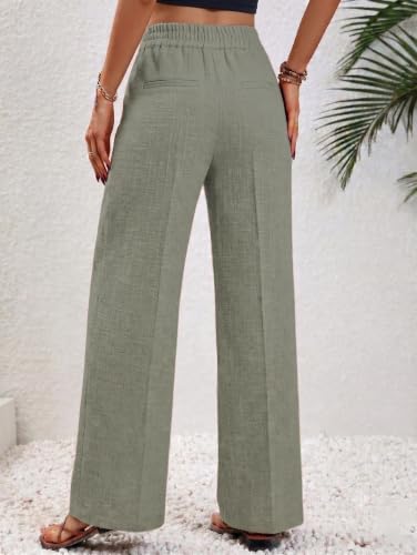 Image of TOPLOT High Waist Korean Trousers for Woman | Premium Wide Leg Palazzo Pant | Full Length with Dual Button & Elastic Band | Comfortable Office Wear & Business Casual Trouser (5272)