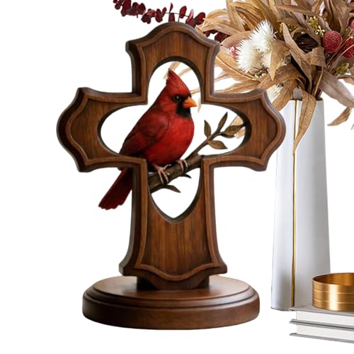 Cruz con pájaro de 15 cm para decoración decorativa de salón y dormitorio