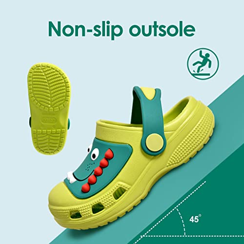 Jackshibo Toddler Little Kids Clogs Boys Girls Dinosaur Water Pool Beach Garden Sandals Green #TOP4