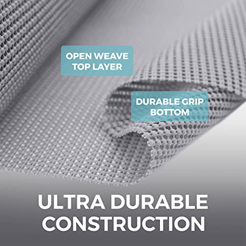 Home Genie Slip Resistant Drawer And Shelf Liner, Non Adhesive Roll, 12 Inch X 20 Ft, Durable And Strong, Grip Liners For Drawers, Shelves, Cabinets, Pantry, Storage, Kitchen And Desks, Soft Gray #TOP1