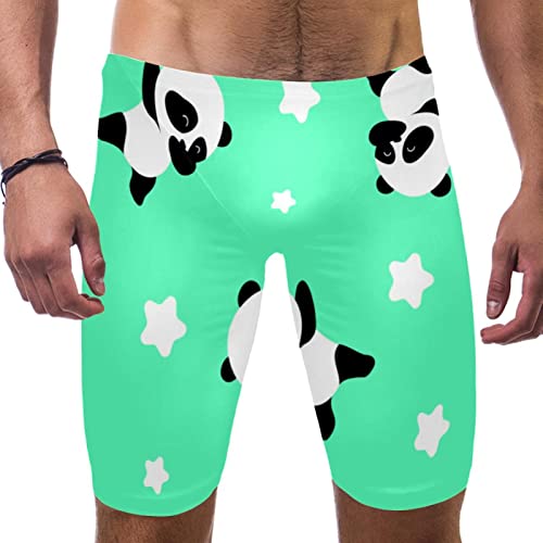Traje de baño para hombre elástico de pierna cuadrada Cool Panda bañador deportivo