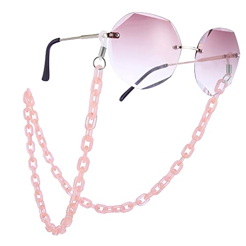 EUEAVAN Face Mask Holder Chain Acrylic Glasses Chain for Women,Fashion Acetate Eyeglasses Chain Sunglasses Chain (Pink)