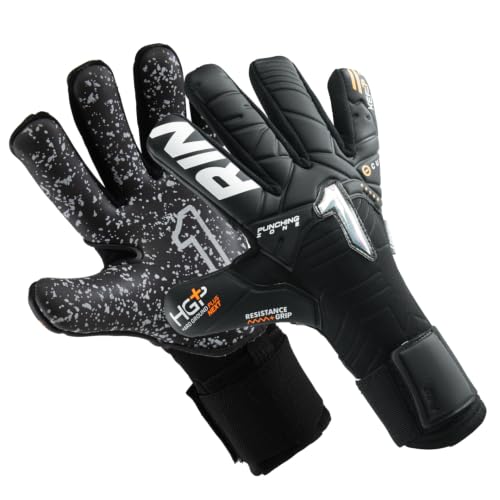 Rinat Kratos-Prime Goalkeeper Gloves Super Softy XP Latex | Negative Cut | Impact-Absorbing | Adjustable Strap | Elastic Wristband | Breathable & Durable (Black 9)
