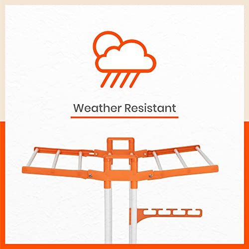 Image of Bathla 2 Level Modular Cloth Drying Stand with Wheels - Rustproof Portable Steel Laundry Rack (Orange - Medium) - Clothes Dryer for Balcony, Indoor & Outdoor Use