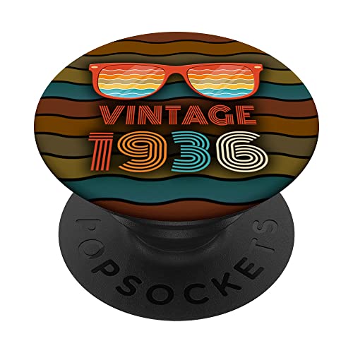 Vintage 1936 - Gafas de sol clásicas de cumpleaños PopSockets PopGrip Intercambiable