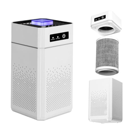 Air purifier for bedroom, living room, air filter cleaner with night light, 4-layer filter, removes up to 99% of odor, dust, smoke pollen, etc., air purifier for bedroom, living room, kitchen