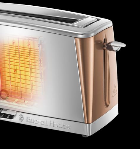 Russell Hobbs Long Slot 2 Slice Luna Toaster with faster toasting Technology (6 Browning levels, Defrost/Reheat/Cancel function, Lift & Look feature,) 1420W, Stainless Steel with Copper accents, 24310 - Image 6