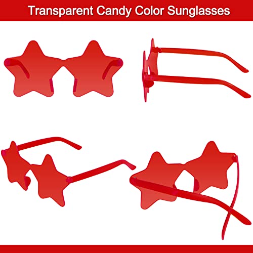 Image of 12 Pairs Star Sunglasses Pentagram Glasses Rimless Sunglasses for July 4th,Halloween, Christmas Party Favor