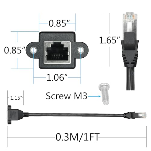 Cable Extensor Ethernet Cat6 30 cm RJ45 Macho a Hembra Panel miniatura 5