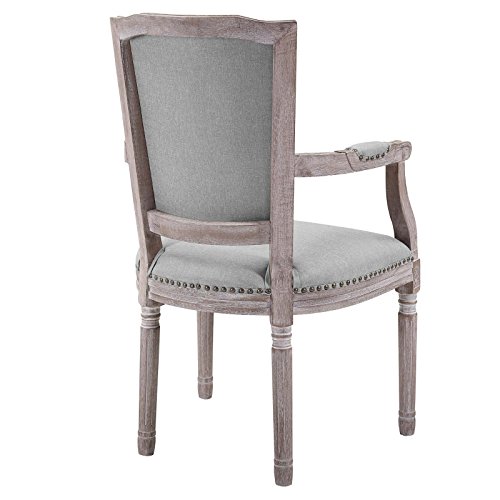 Modway Penchant French Vintage Upholstered Fabric Dining Armchair With Nailhead Trim In Light Gray #TOP3