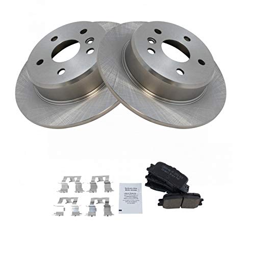 Image of TRQ Rear Brake Pad and Rotor Set Ceramic Solid Rotors