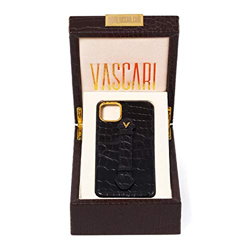 Étui crocodile pour iPhone 12 Pro noir mat idéal pour visionnage vidéo