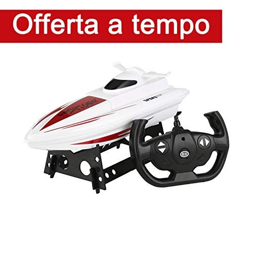 Bateau RC électrique, FPVRC 2.4 GHz 4 CH 30 km/h navires bateau télécommandé Jouet pour enfants  RTR Dimensioni: 295*110*82mm rouge