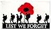Lest We Forget Poppy Remembrance Day War Heroes Wall Flag 3'x5' Ft Polyester Grommets Indoor/Outdoor (White)