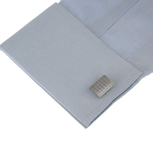 Mancuernillas rectangulares plateadas para hombre miniatura 4