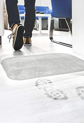 GEMITEX Merino Rug 50 x 80 Blue Ultra Absorbent, Polyester, Light Grey