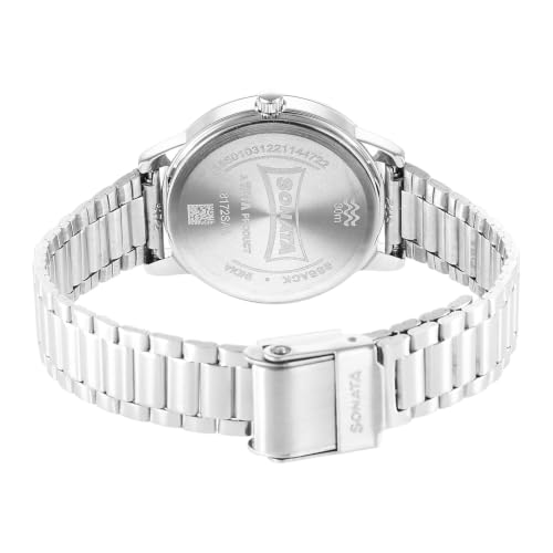 Image of Sonata Plain 3 Hands Metal White Round Dial Steel Colour Stainless Steel Strap Womens Watch - 8172SM02