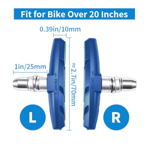 Image of Chooee Bike V-Brake Pads, Bicycle 70mm Brake Blocks Set, 2 Pairs Universal Brake Shoes