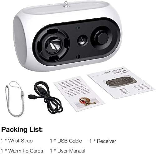 Image showing the contents of the ULPEAK Queenmew Bark Control Device package, including the device, USB cable, wrist strap, and user manual.