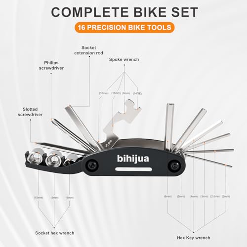 image for bihijua Bike Multitool 16-in-1, Bicycle Multitool, Bike Tool Kit w/Hex