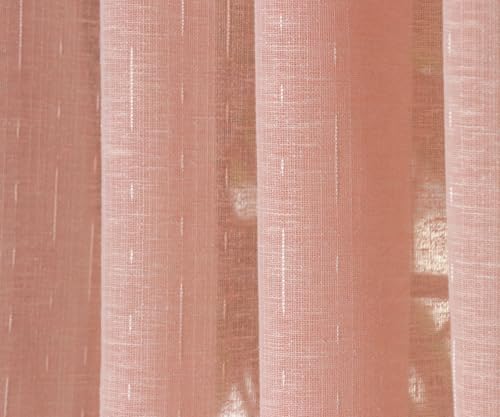 Image of Exporthub Cotton Sheer Curtains 9 feet Long Set of 2 for Long Door Curtains Pink Color - (EHSPR060 94)