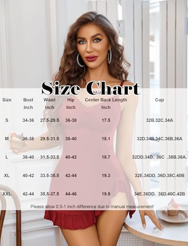 Image of Avidlove Lingerie for Women Sexy Nightgown Modal Nightwear Side Slit Babydoll Chemise Spaghetti Strap nighties