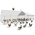 Large Chicken Coop Metal Chicken Runs for Yard 20x10x6.5 ft Chicken Coop with Cover Gallinero para Gallinas Heavy Duty Chicken Cage Rabbit Duck Quail Coop Lockable Door with Waterproof Anti-UV Cover