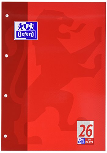 Oxford 100050351 Schulblock Linien 26 - A4, 50 Blatt, 90 g/qm, 4-fach Lochung